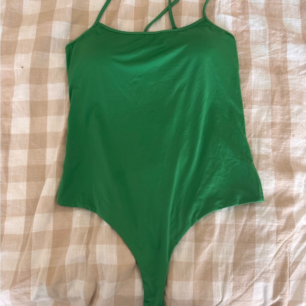 Klassy Network Green Strappy Bodysuit